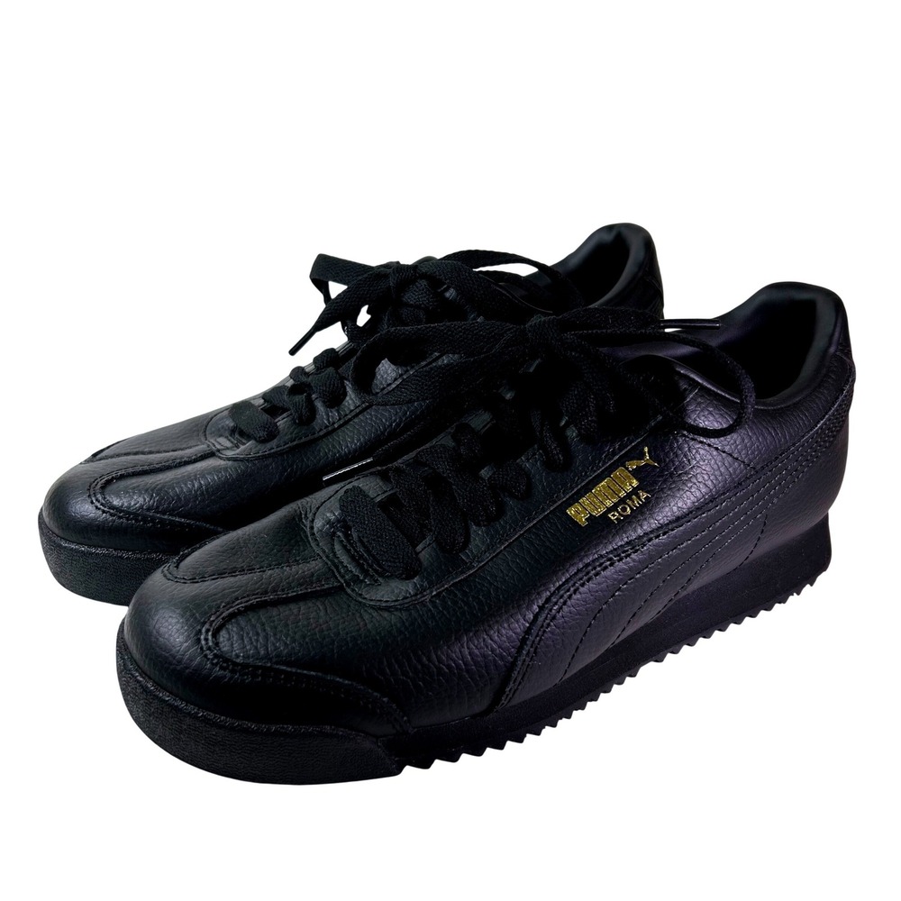 Puma Roma Basic Mens Sneakers Black Gold 399334-02 Low Top Shoes Size 6.5